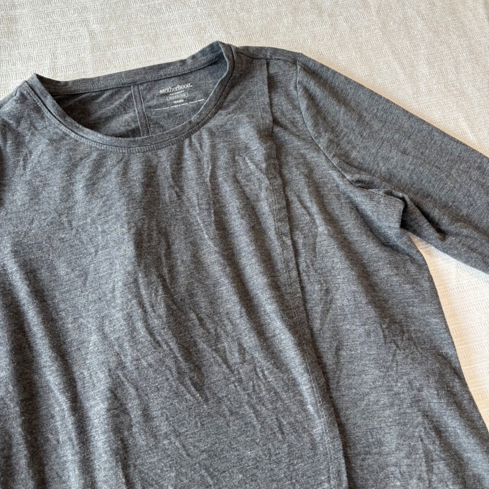 Motherhood Maternity Nursing Top Gray Long Sleeve Crossover Breastfeeding Shirt